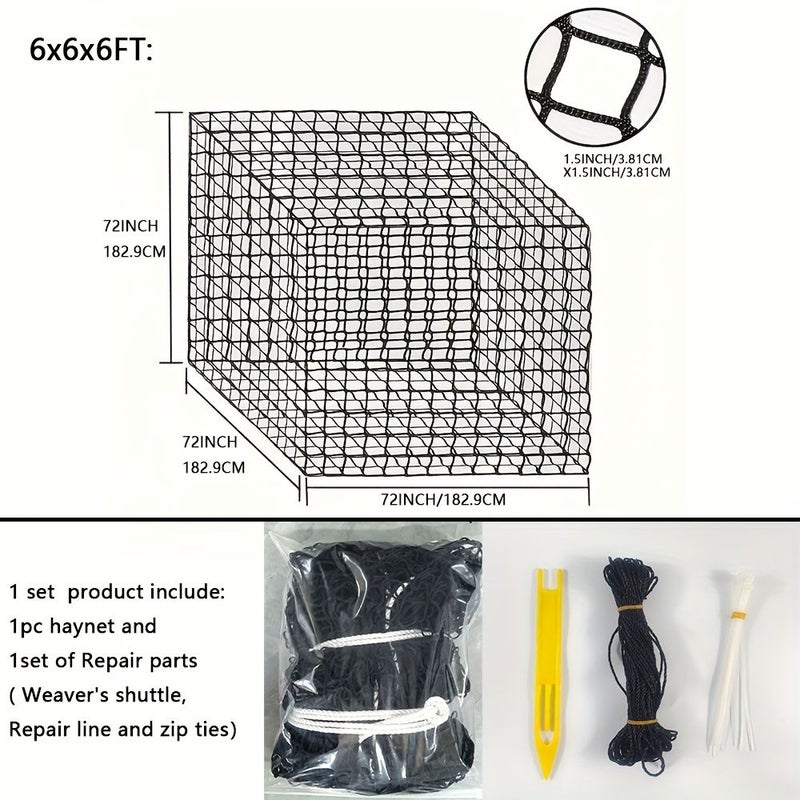 6ft x 6ft x 6ft Round Bale Hay Net with Knotless Design for Slow Feeding Suitable for Various Livestock - Image 3