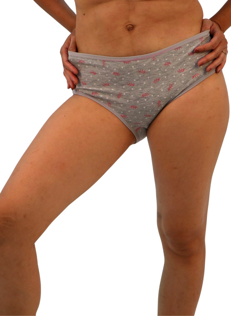 JOANNA JOANNA 33078 Women's Crown & Dots Design Mid Rise 3-Pack Panties, Multicolor  - Image 2