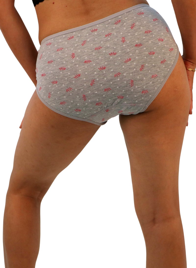 JOANNA JOANNA 33078 Women's Crown & Dots Design Mid Rise 3-Pack Panties, Multicolor  - Image 4