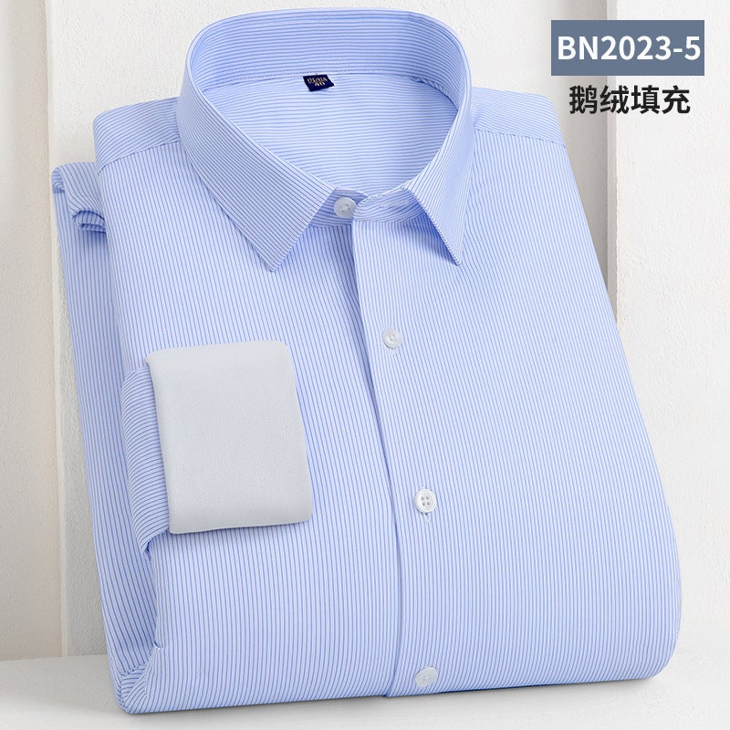 سوبر ماركت مول التسوق جودة قميص حراري للرجال مقاوم للماء والرياح والبرد من ريش الإوز بأكمام طويلة قميص كاردigan مخطط للرجال - Image 1