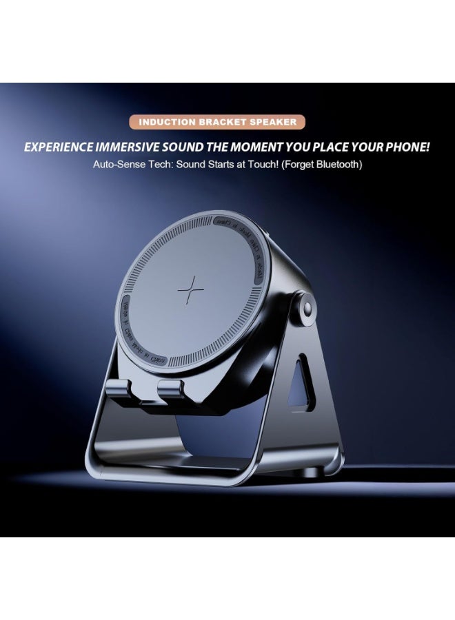 Beauenty Wireless Inductive Bluetooth Speaker, 4-in-1 RGB Lighting 360 Degree Rotating Phone Holder, Extra Long Standby Time, Support iOS and Android, Home Office, Birthday Gift - Image 2