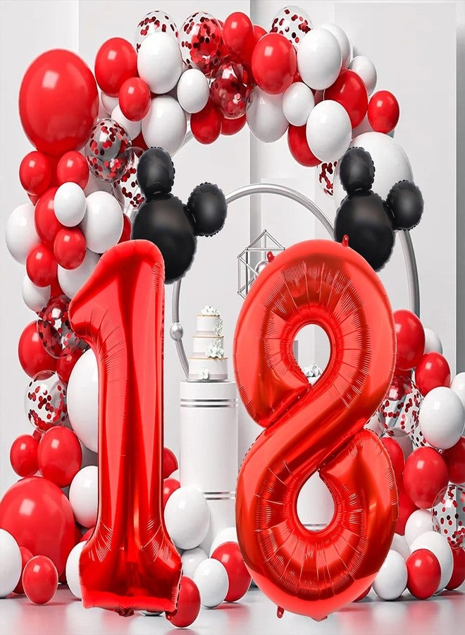 LEBERY 40 Inch Mouse Number 1 Balloon Black Red 1 Balloons for 1st Birthday, Mini Mouse Head Balloon Red Giant Number One Balloons for Mouse Clubhouse Baby Shower Anniversary Supplies Decorations - Image 2