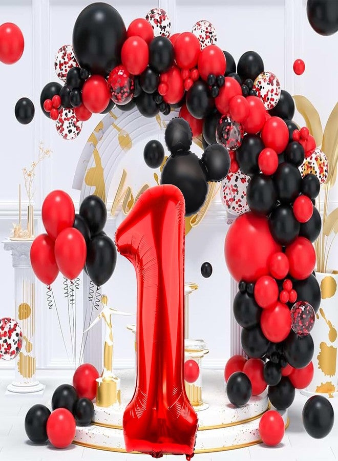 LEBERY 40 Inch Mouse Number 1 Balloon Black Red 1 Balloons for 1st Birthday, Mini Mouse Head Balloon Red Giant Number One Balloons for Mouse Clubhouse Baby Shower Anniversary Supplies Decorations - Image 4
