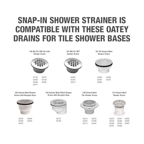 Oatey 4-1/4 in. Carded White Plastic Snap-Tite Strainer - Image 5