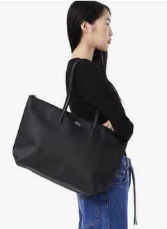 لاكوست حقيبة لاكوست النسائية الكبيرة 12.12 Concept Zip Tote، حقيبة كتف نسائية محمولة باليد، حقيبة أنيقة متعددة الاستخدامات بسعة كبيرة، حقيبة تسوق نسائية، 45 سم × 30 سم × 12 سم، لون أسود  - Image 1