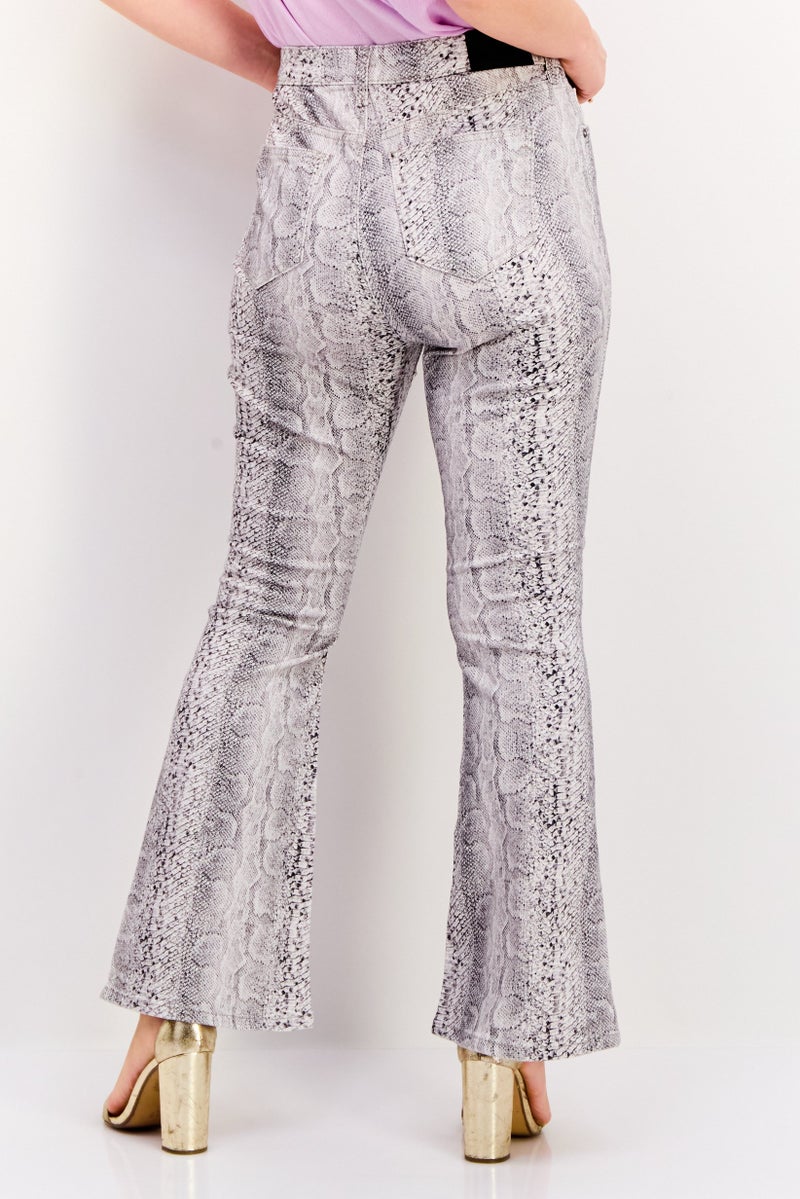 RIVER ISLAND Women Regular Fit Animal Print Wide Leg Jeans, Grey - Image 2