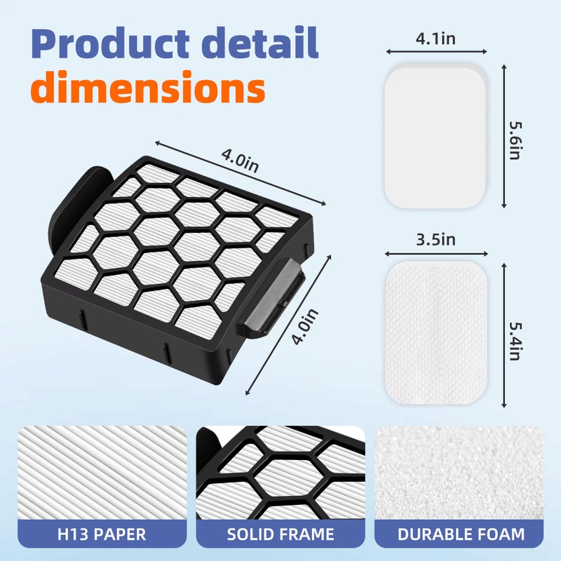 Pulluty 6 Foam Filter + 2 Hepa Filter Replacement for Shark ZU62 ZU60 NV255 NV150 NV251 NV151 Navigator Rotator Pet Pro Upright Vacuum Part 1238FT60 1239FT60 - Image 3