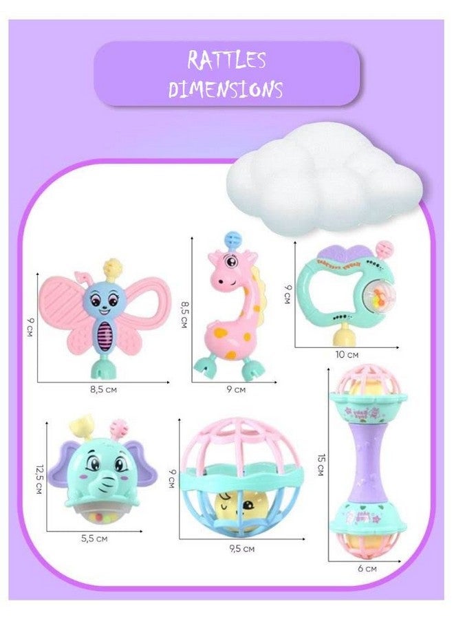 Globular Baby Rattles & Teethers Early Development Toys (6 Piece Combo Rattle Set) - Image 4