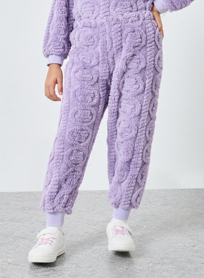 ستايلي طقم سويت شيرت وجوغر فرو بلون ليلكي للبنات - Image 4