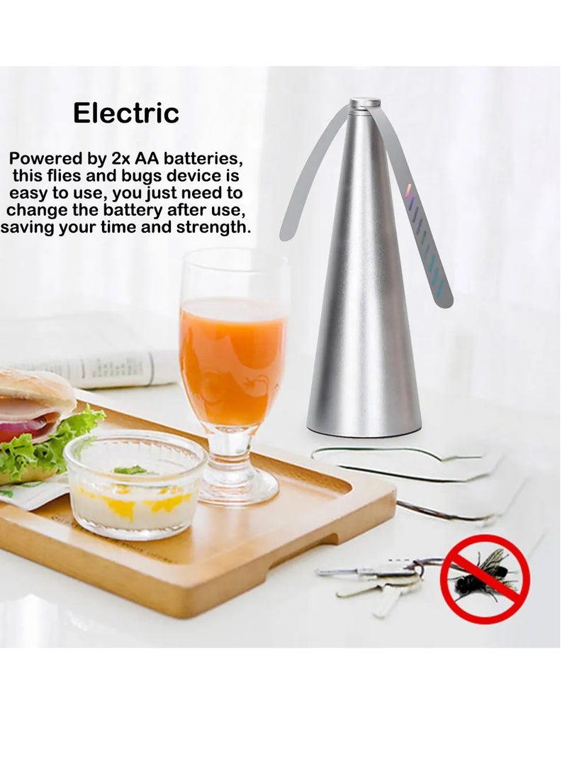AROAQ Fly Repellent Fan, Portable Multifunction Insect Repellent Fan, Non Toxic Electronic Fly Fan With Soft Blade, Electric Battery Operated Food Protector Tool For For Home Picnic Patio, (Gold) - Image 4
