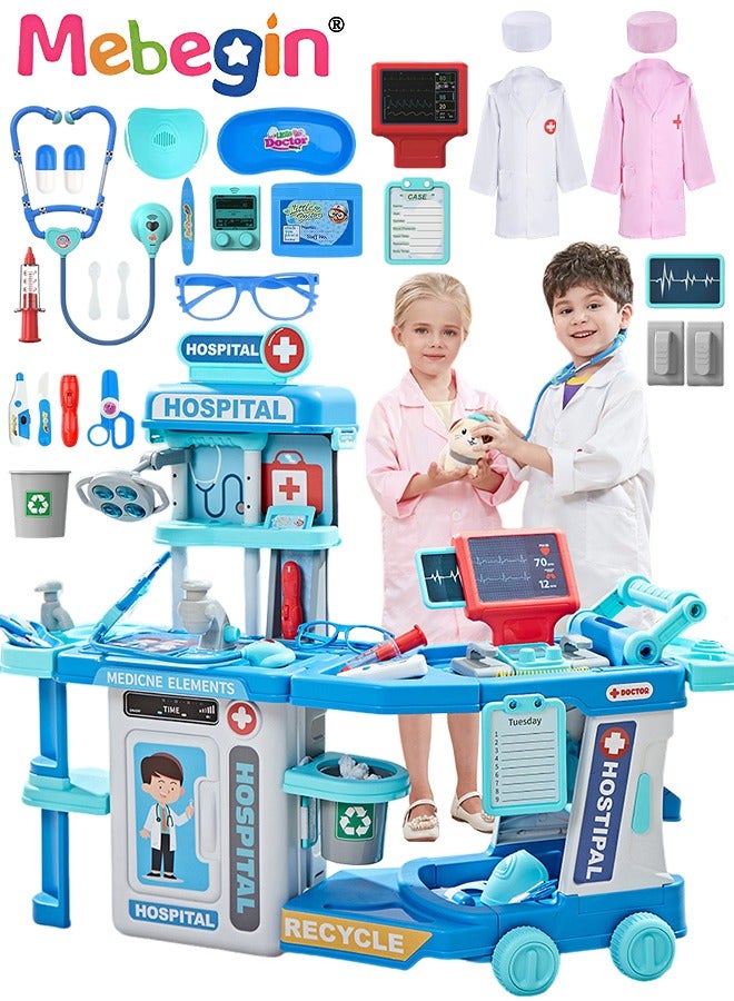 MEBEGIN Deluxe Medical Playset with Nurse's and Doctor's Uniforms, Medical-themed Pretend Toys, Simulation Play Doctor Toys Set with Various Accessaries, Creative Safety Play House Toys, Ideal Gift for Kids - Image 1
