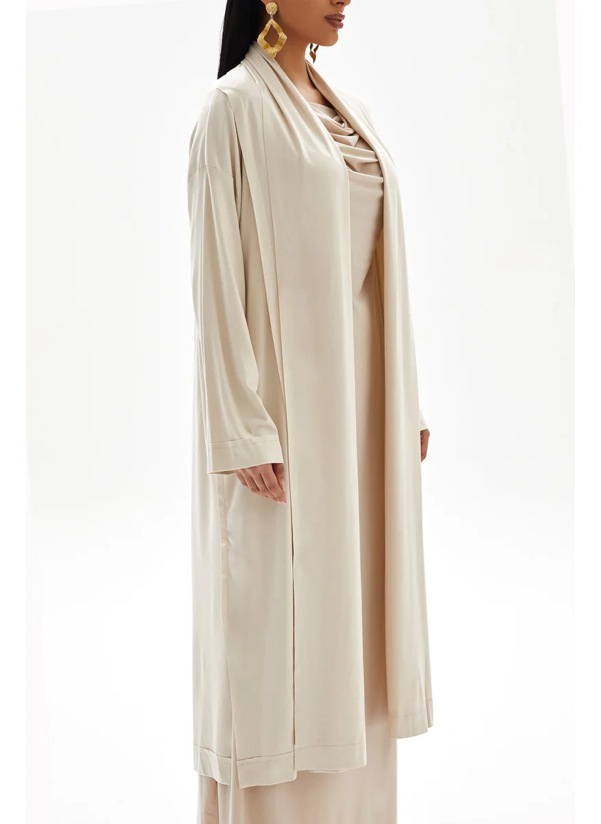 وي كرييت Beige Plain Kimono By WECRE8