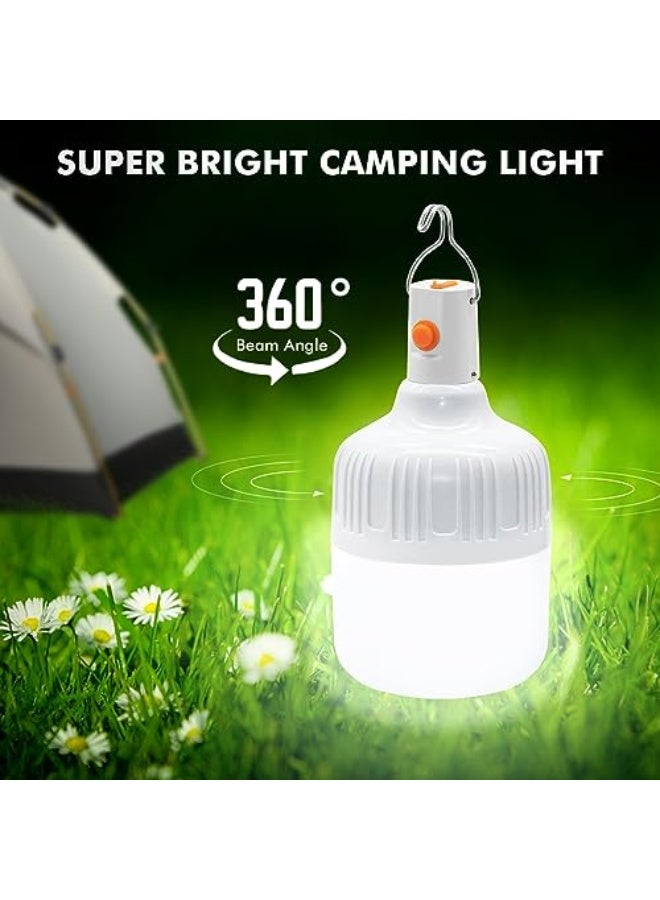 Ledeak 2 Pcs Camping Light, LED USB Rechargeable Camping Lantern Battery Powered Outdoor Tent Lamp with Hanging Hook, Dimmable 3 Modes Portable Light Bulb for Emergency Camping Patio Garden Gazebo - Image 2