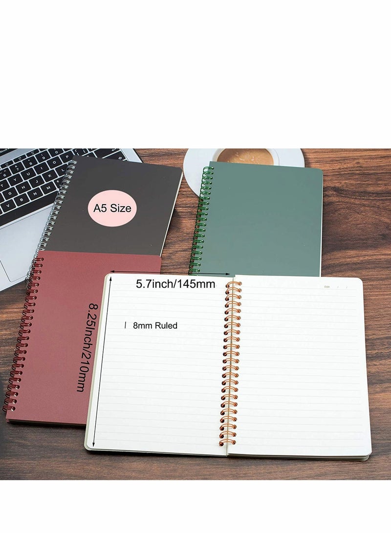 Spiral Notebooks 4 Pack College Ruled Paper A5 8.3x5.9inch Thick Plastic Hardcover 80 Sheets for Study and Notes - Image 2