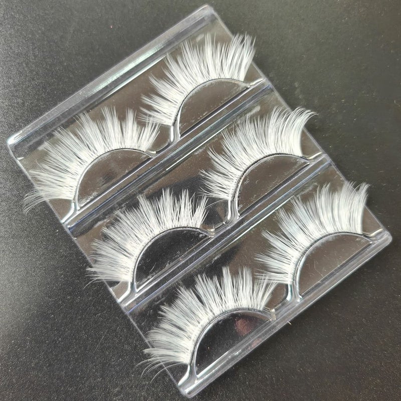 White Long Hard Stem Anime False Eyelashes For Stage Performance Comic Con - Image 3