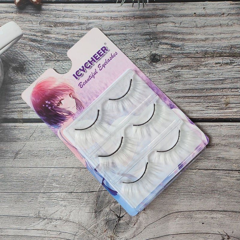 White Long Hard Stem Anime False Eyelashes For Stage Performance Comic Con - Image 5
