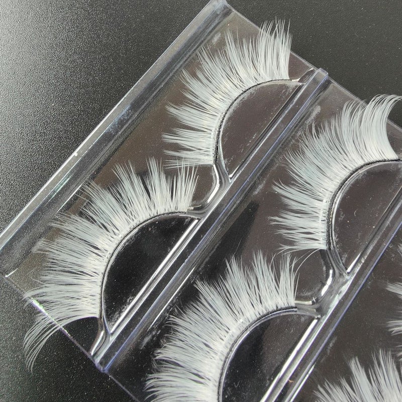 White Long Hard Stem Anime False Eyelashes For Stage Performance Comic Con - Image 2