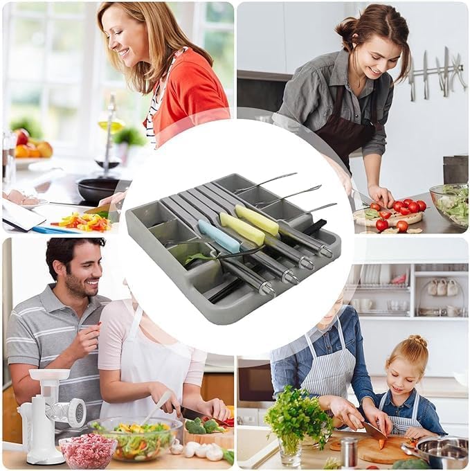 Kitchen Utensil Drawer Organizer – Compact & Flexible Cutlery Storage Tray for Spoons, Forks, and Utensils | Multifunctional Drawer Divider for Small Kitchens, RVs, and Apartments - Image 2