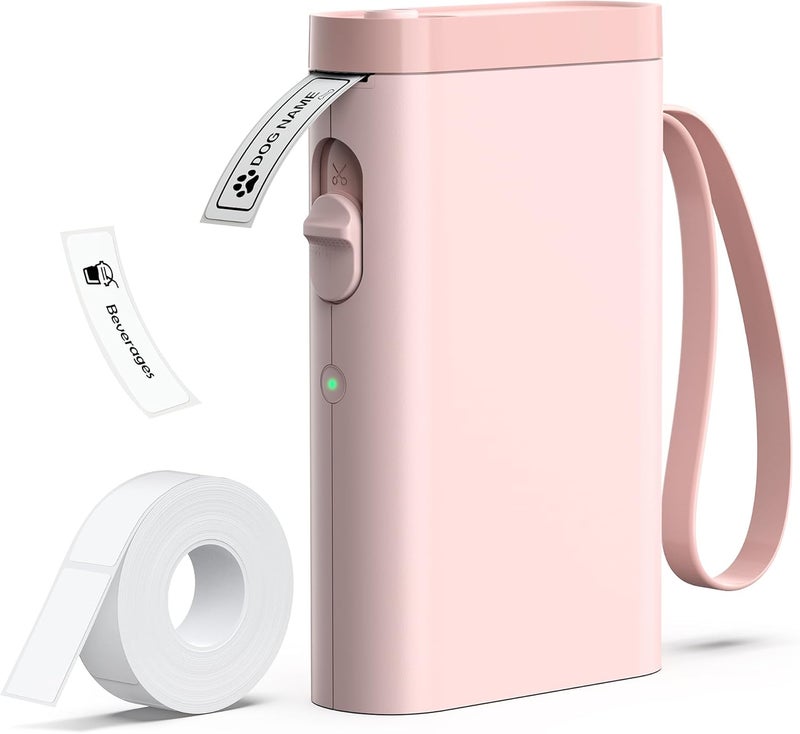 TYPONOS P21 Label Maker Machine with Tape, Label Printer Thermal Mini Label Makers with Built-in Cutter and Multiple Templates, Portable Printers for School, Office and Home Use (Pink) - Image 1