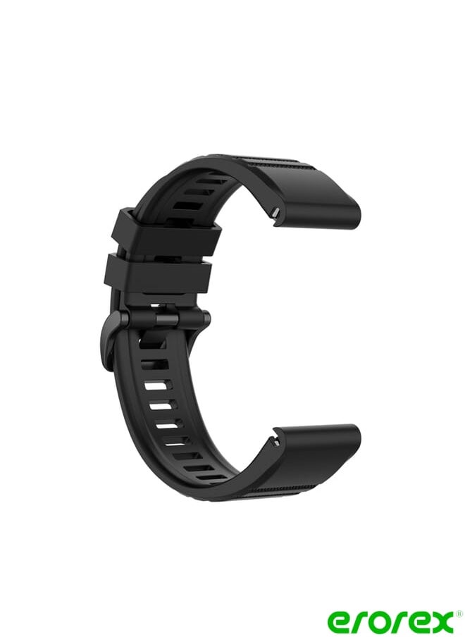 erorex - Garmin Fenix 6 22mm Quick Release Official Texture Wrist Strap Watchband with Plastic Button(Black) - Image 1