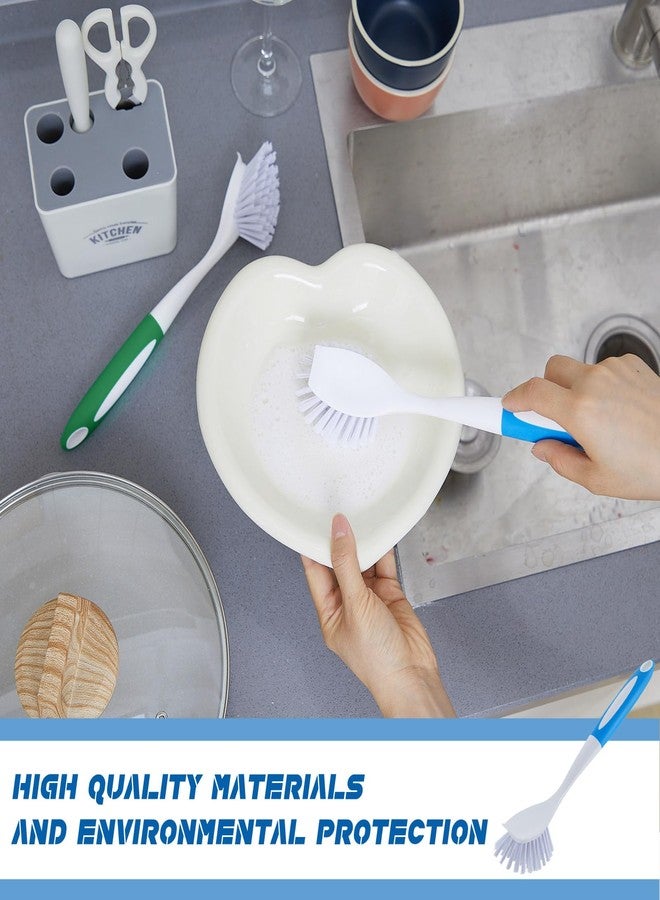 Hsei 6 Pcs Blue and Green Kitchen Scrub Dish Brush Bulk with 11 Inch Anti Slip Handle Cleaning Dish Scrubber with Stiff Bristles Washing Scrub Brushes for Housekeeping for Pots and Pans, Kitchen Sink - Image 5