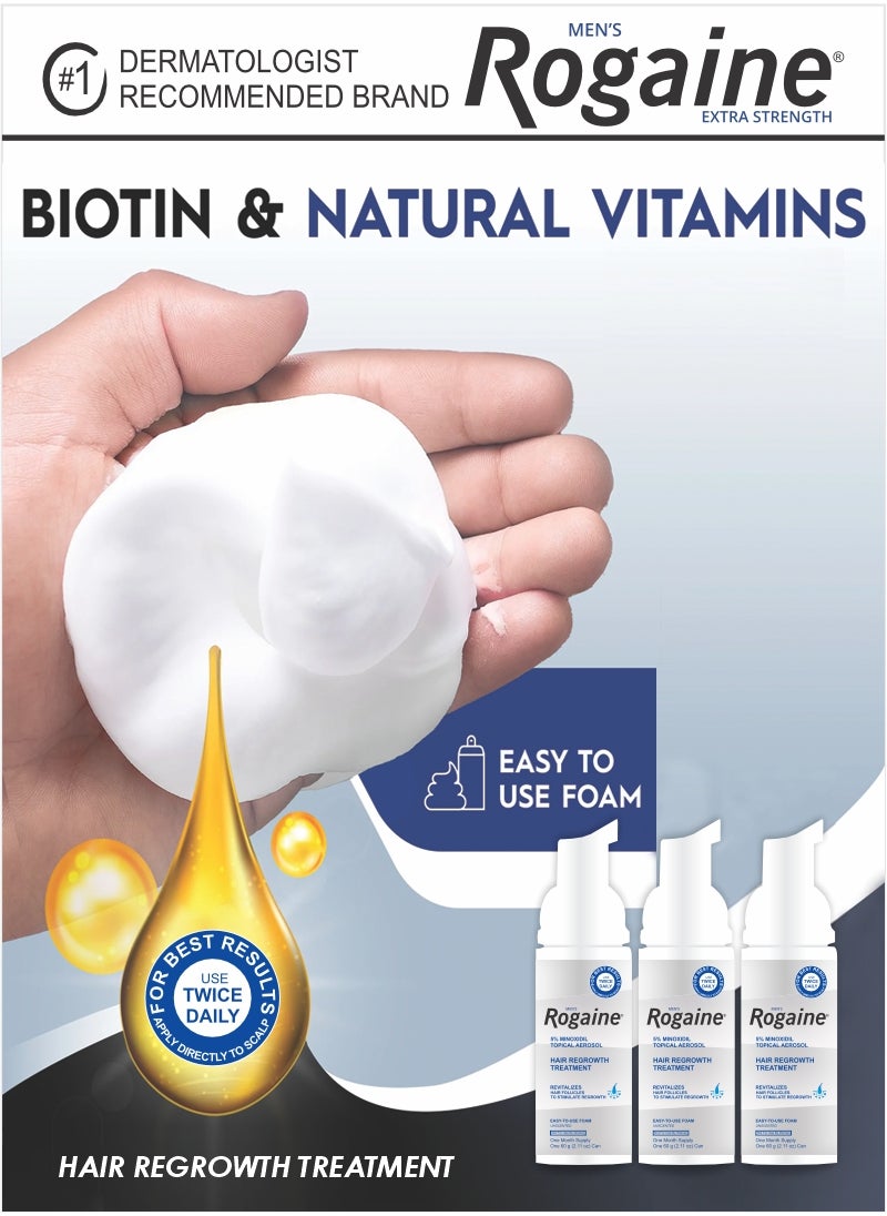 AS SEEN ON TV - Hair Regrowth with Rogaine 5% Foam, 3-Month Supply - Image 1