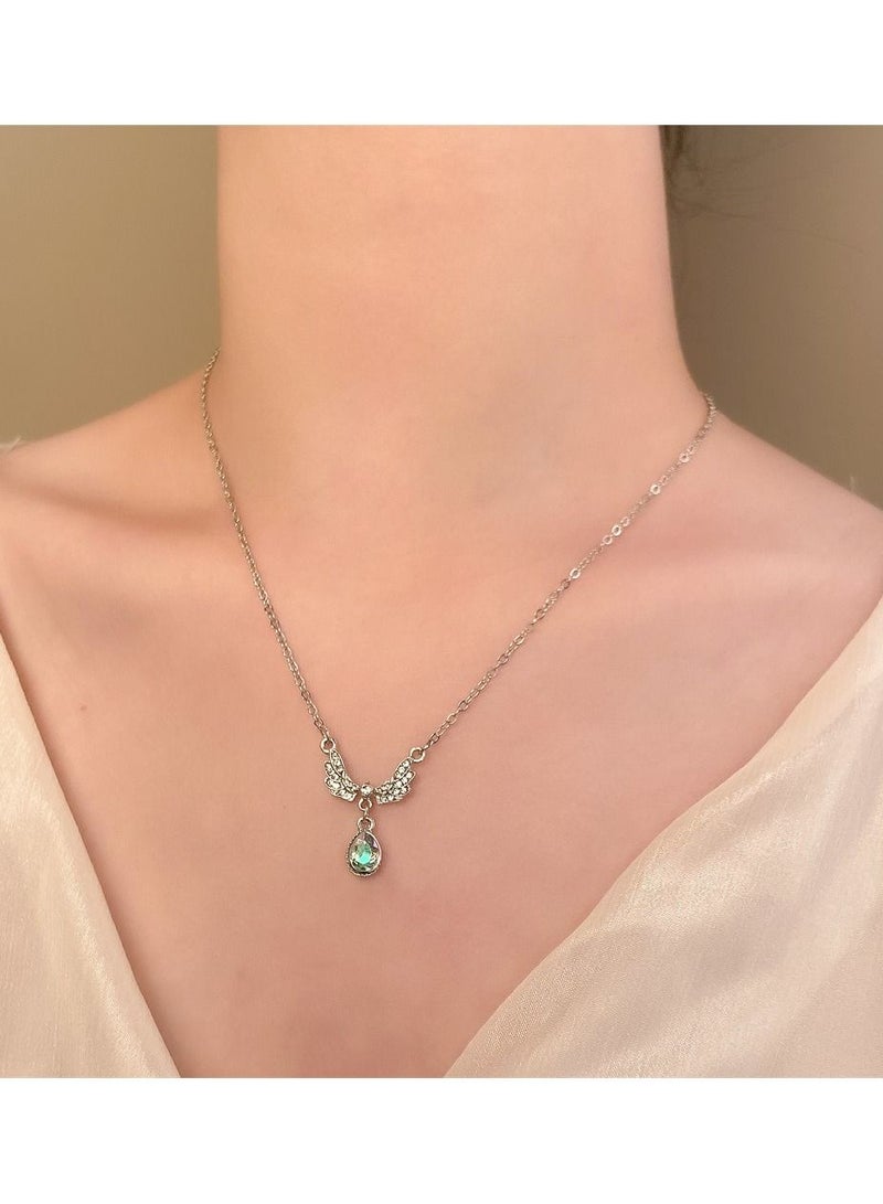 Zircon Drop Shape Titanium Steel Necklace