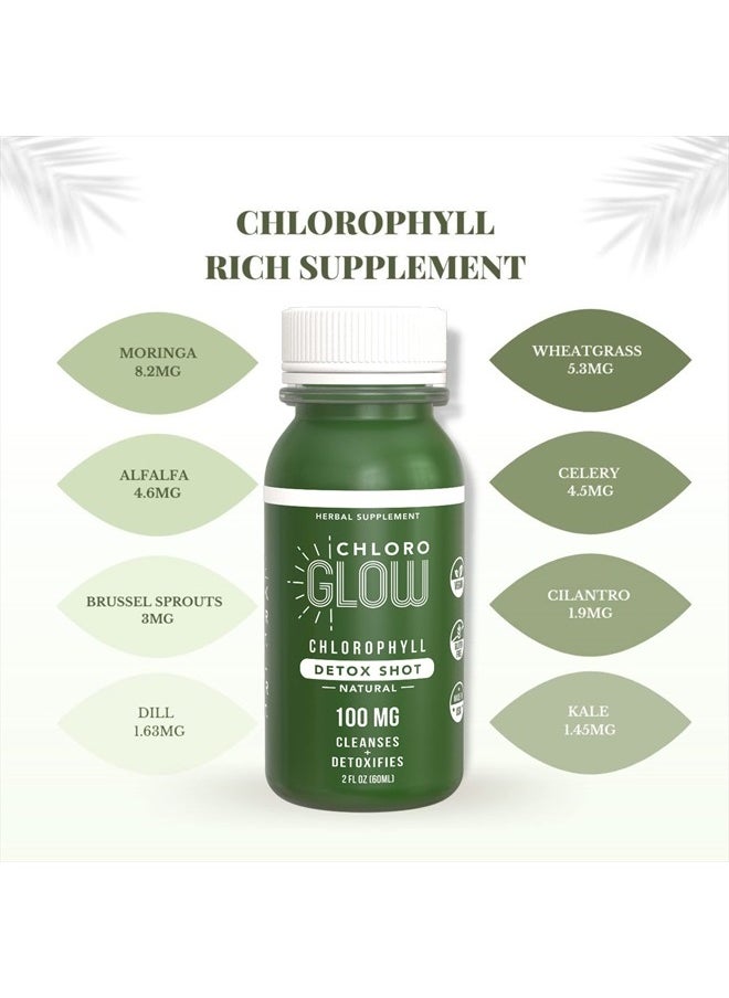 Liquid Chlorophyll Detox Shots | All Natural and Organic Plant Based Drink to Boost Energy and Straighten Your Immune System | Internal Deodorant, Cleanses and Detoxifies (12 pack)