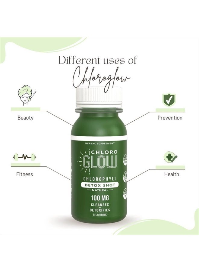 Liquid Chlorophyll Detox Shots | All Natural and Organic Plant Based Drink to Boost Energy and Straighten Your Immune System | Internal Deodorant, Cleanses and Detoxifies (12 pack)