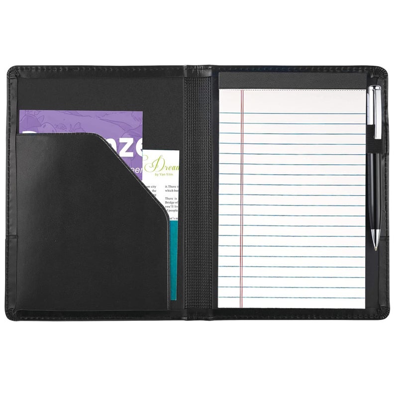 Gorbado Padfolio/Portfolio Binder, Mini Padfolio Portfolio Binder 5 x 8 Legal Writing Pad, A5 Document Organizer Folder for Men Women, Black - Image 3