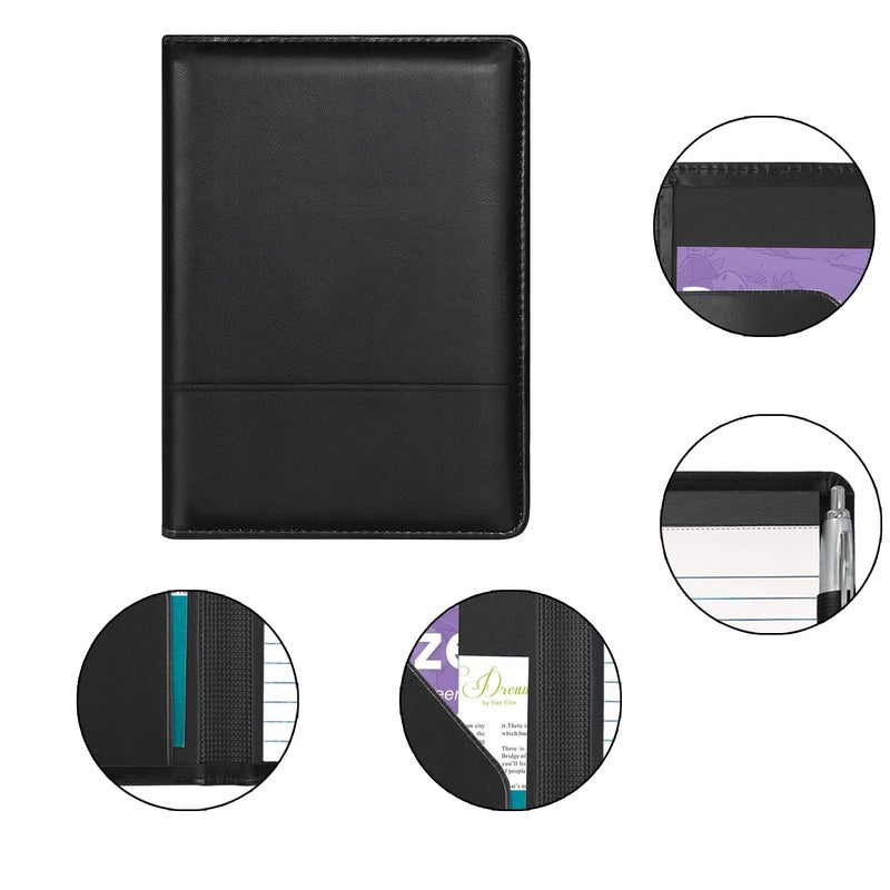 Gorbado Padfolio/Portfolio Binder, Mini Padfolio Portfolio Binder 5 x 8 Legal Writing Pad, A5 Document Organizer Folder for Men Women, Black - Image 4