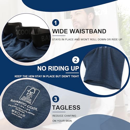 BAMBOO COOL سروال داخلي رجالي من BAMBOO COOL بوكسر تنفس مع فتحة، سروال داخلي خفيف الوزن يمتص الرطوبة - Image 3