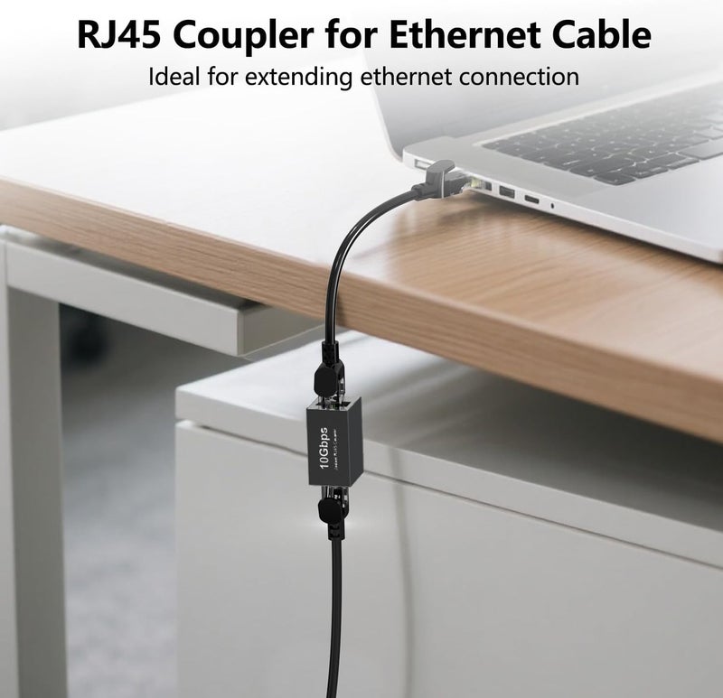 Jadaol RJ45 Coupler [UL Listed], Gold Plated Ethernet Cable Extender with PoE Support, 328ft Long Distance Extend, Female to Female Coupler for Cat8 Cat7 Cat6a Cat6 Cable (Black, 2Pack) - Image 3