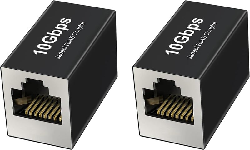 Jadaol RJ45 Coupler [UL Listed], Gold Plated Ethernet Cable Extender with PoE Support, 328ft Long Distance Extend, Female to Female Coupler for Cat8 Cat7 Cat6a Cat6 Cable (Black, 2Pack) - Image 1