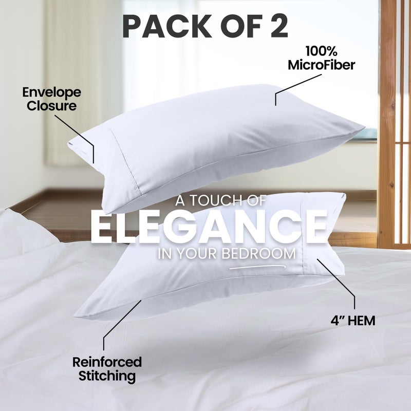 Utopia Bedding Pillow Cases Queen Size 2-Pack - Soft Brushed Microfiber - Envelope Closure - Perfect for Hospitals, Hotels, Guest Rooms - Oeko-TEX Certified, 20x30 Inches (White) - Image 5