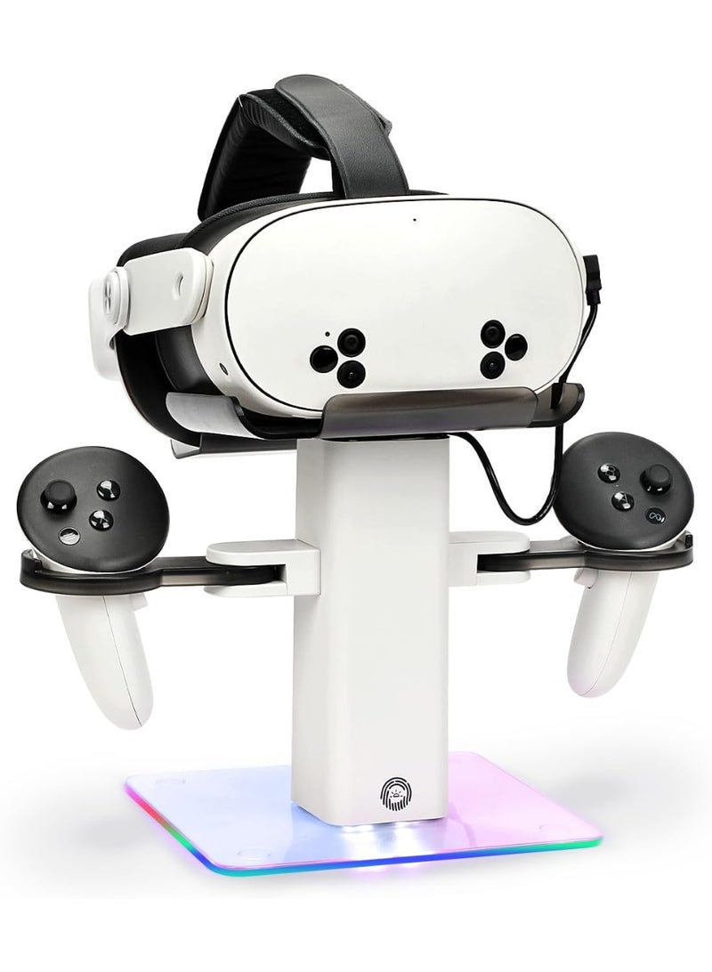 Charging Dock for Meta Quest 3S/Quest 3/Quest 2 Accessories,Quest 3S Charging Dock Adjustable Quick Charging Stand, Bottom LED Light & Non-Slip Mat - Image 1