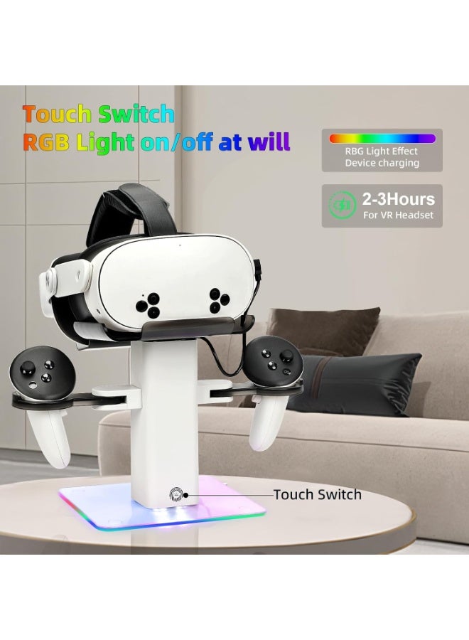 Charging Dock for Meta Quest 3S/Quest 3/Quest 2 Accessories,Quest 3S Charging Dock Adjustable Quick Charging Stand, Bottom LED Light & Non-Slip Mat - Image 5