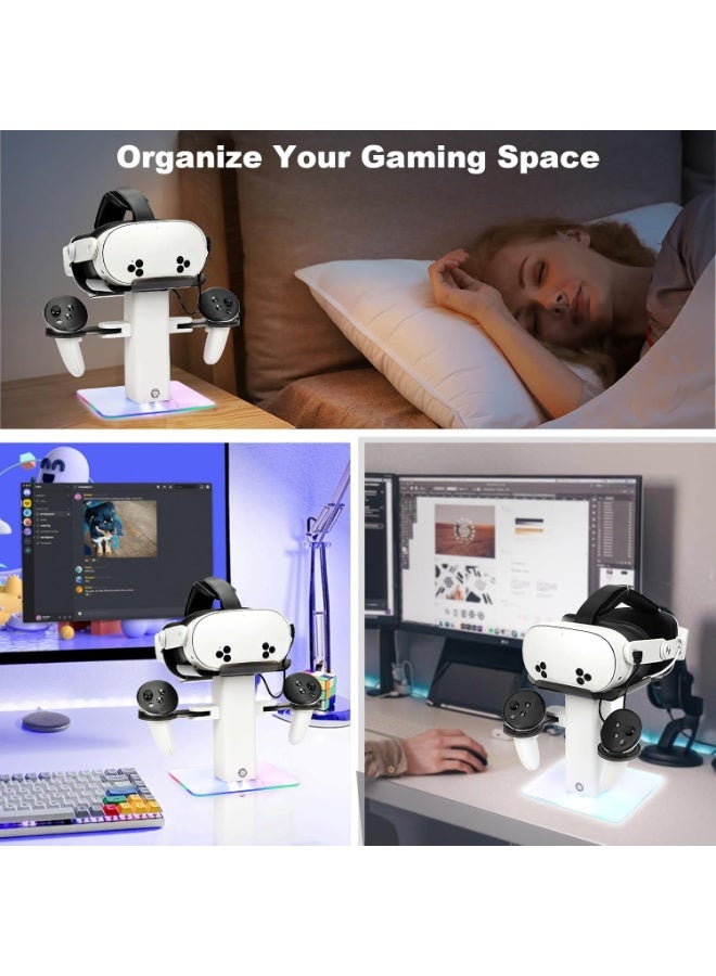 Charging Dock for Meta Quest 3S/Quest 3/Quest 2 Accessories,Quest 3S Charging Dock Adjustable Quick Charging Stand, Bottom LED Light & Non-Slip Mat - Image 4