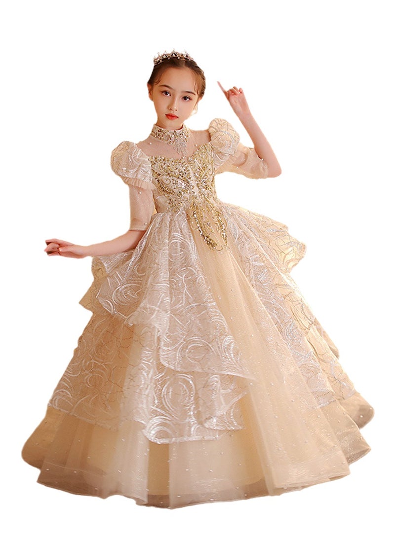 Children's dress new princess dress evening dress little girl performance piano catwalk dress Costumes - Image 1