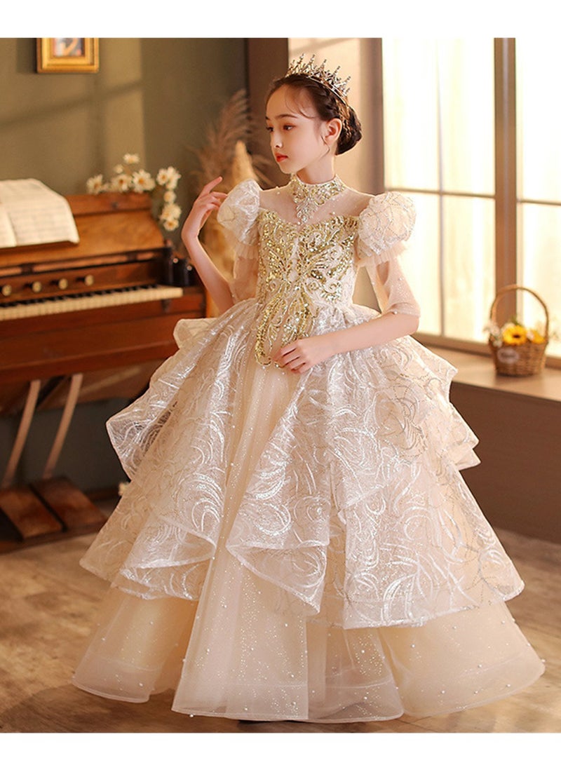Children's dress new princess dress evening dress little girl performance piano catwalk dress Costumes - Image 4