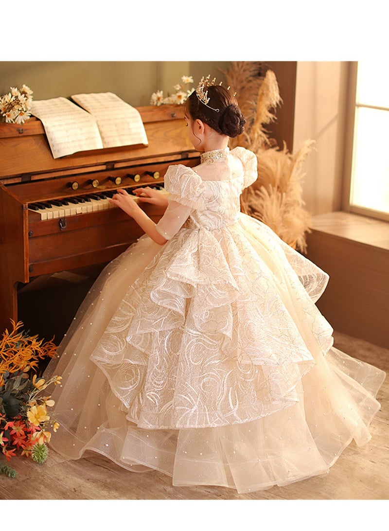 Children's dress new princess dress evening dress little girl performance piano catwalk dress Costumes - Image 5