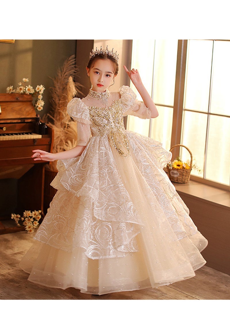 Children's dress new princess dress evening dress little girl performance piano catwalk dress Costumes - Image 2