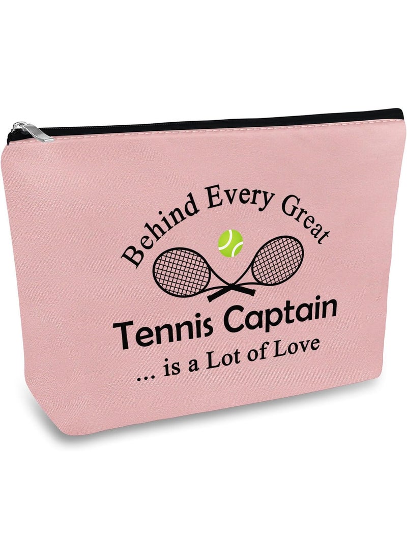 Mikela Tennis Captain Gift for Women Makeup Bag Tennis Gift for Tennis Lover Pink Cosmetic Bag Tennis Player Gifts Birthday Christmas Thanksgiving Gift for Tennis Team Coach Tennis Captain Tennis Themed Gift 