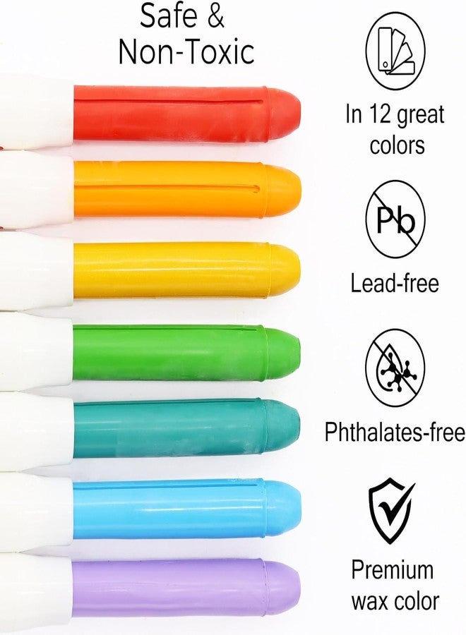 BITTZOOT 12 Color Twistable Crayons for Toddlers 1-3 and Kids 4-8,Non-Toxic Washable Crayons,Ultra-Silky Easy-Grip Art Work Supplies, Drawing Art Work Supplies Educational Gift for Boys and Girls - Image 4