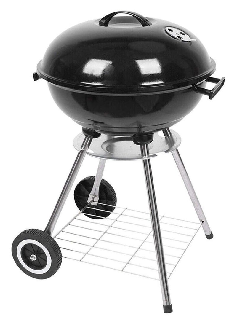 DubaiGallery - Charcoal Grill, 18 inch Stainless Steel BBQ Charcoal with Wheels and Storage Holder for Camping, Picnic, Barbecue, Party, Outdoor Activities - Image 1