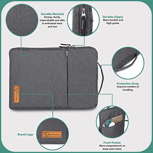 Red Lemon Ultra Protective Nylon Laptop Bag Sleeve Case Cover Pouch for 13 Inch/13.3 Inch Laptop/MacBook, Water Repellent, Men & Women (Grey) - Image 3