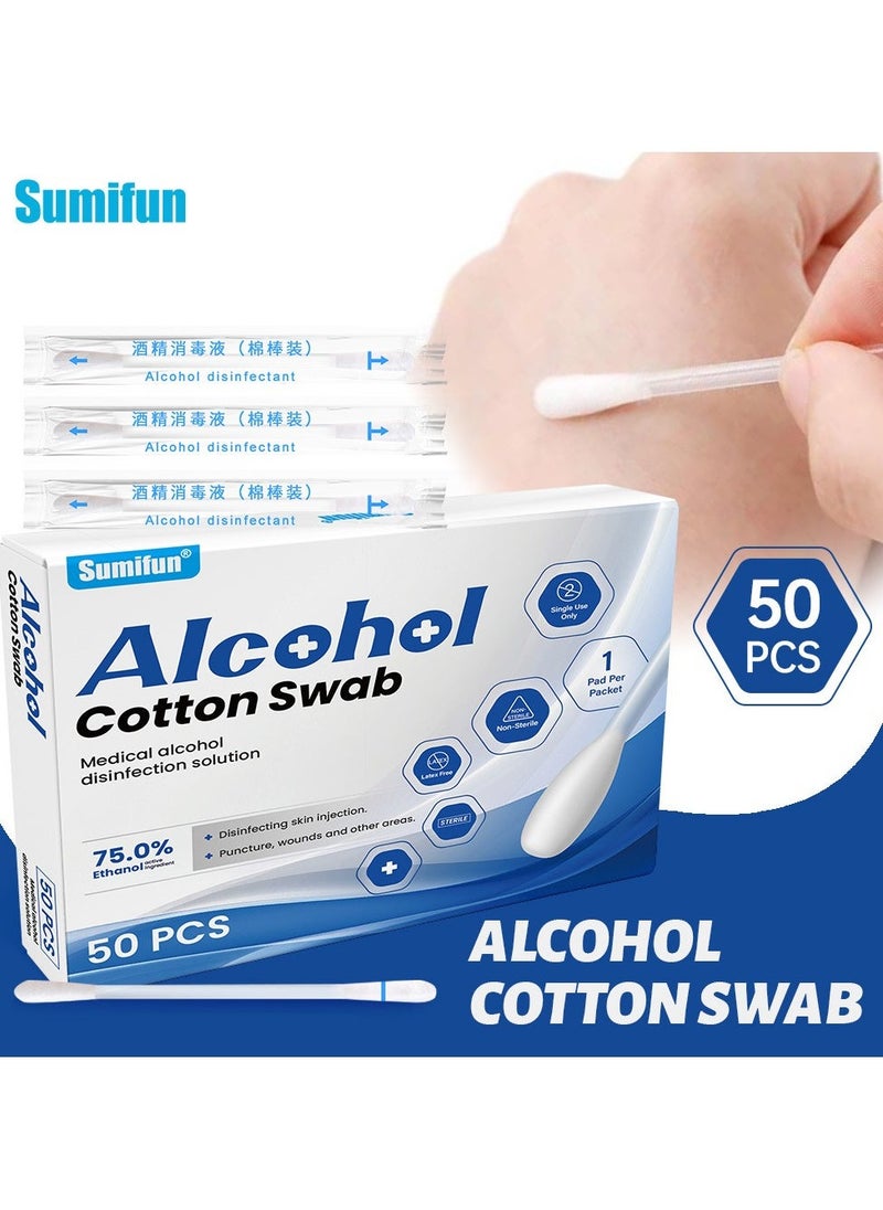 Sumifun مسحات كحولية disposable، مسحات كحول 75% للاستخدام المنزلي والسفر والتعقيم الطارئ، 50 قطعة - Image 1