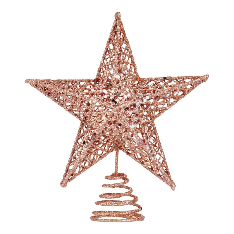 BinaryABC Christmas Tree Topper StarGlittering Christmas Tree Decoration Ornaments20cm Rose Gold