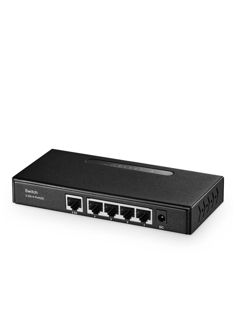 SYOSI 5-Port Gigabit Switch, 1 x 2.5 Gigabit and 4 x 1 Gigabit Ethernet RJ-45 Ports, Metal Fanless, Desktop and Wall Mount, Unmanaged Plug & Play Network Switch for Home, Office - Image 1