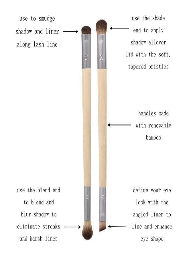 YAMHOHO Enhancing Eye Brush Set, Makeup Brushes For Liquid, Cream & Powder Eyeshadow & Eye Liner Application, Dual-Sided & Eco-Friendly, Synthetic Bristles, Cruelty-Free, 2 Piece Set (Primary Color-2pcs) - Image 4